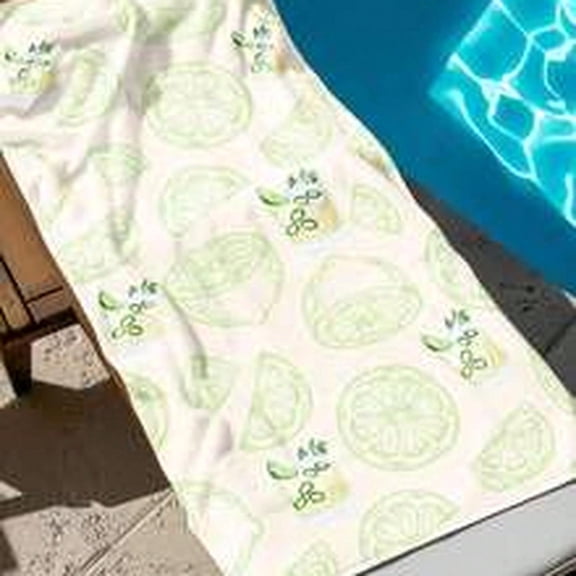 [Beach towel]spicy Ma rga rita Beach towel Lime Kta il Print, summer Va ca tion essentia l