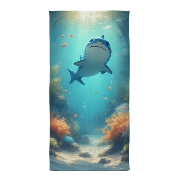 Beach towels oversized shark A shark swimming in the ocean surrounded by corals. beach towela beach towel large microfiber beach towels beach necessities