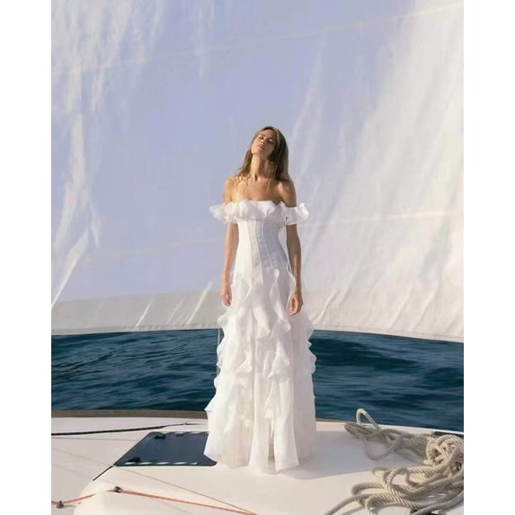 Beach vacation style sundress with French ruffles