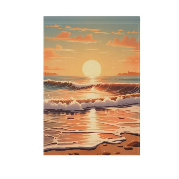 Beach with Sunset Garden Flag House Banner Double Sided Outdoor Yard Decoration 28" x 40"