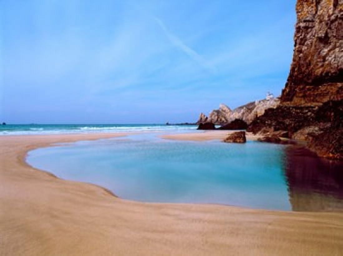 Beach with a lighthouse in the background Pointe Du Toulinguet Crozon Finistere Brittany France Canvas Art - Panoramic Images (36 x 28)