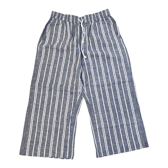 BeachLunchLounge Collection Margot Crop Linen Blend Pants (Blueberry Mimosa, Large)