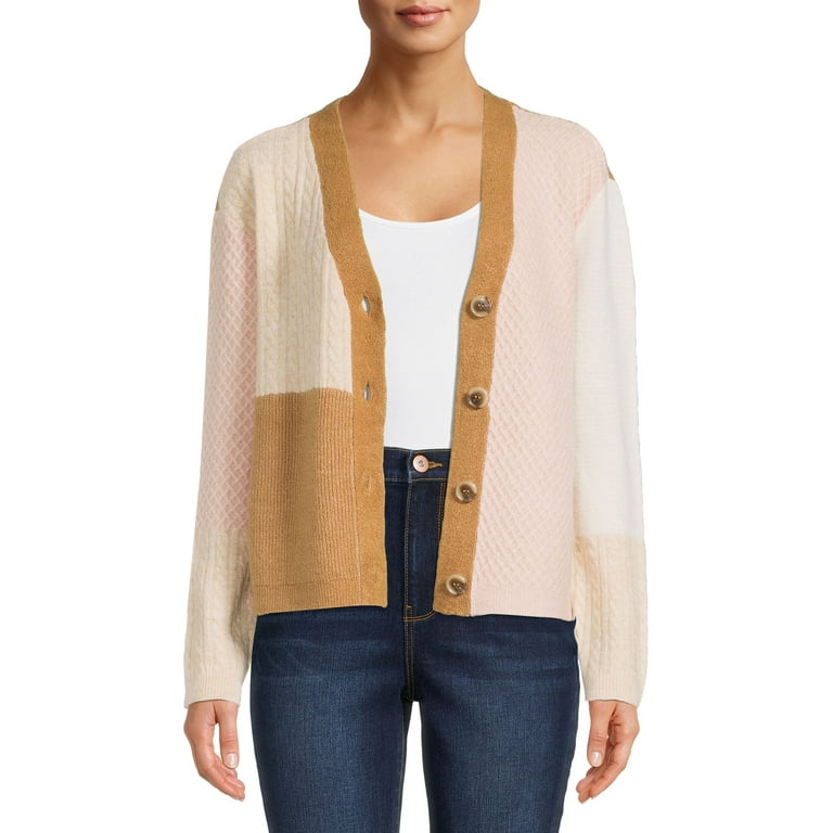 BeachLunchLounge Women s Colorblock Button Cardigan Walmart