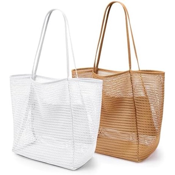 BeachNylon Mesh Tote Bag, Casual Tote Bag Hobo Women Foldable MAX 23L Shoulder Bag For Beach Picnic Vacation