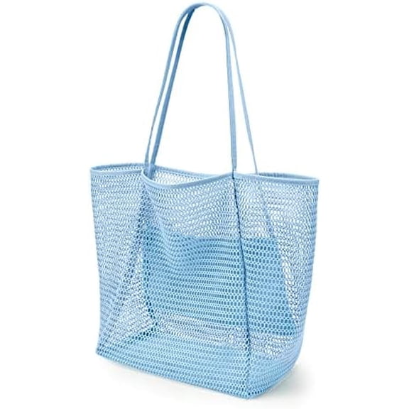 BeachNylon Mesh Tote Bag, Casual Tote Bag Hobo Women Foldable MAX 23L Shoulder Bag For Beach Picnic Vacation