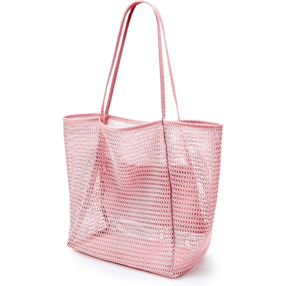 BeachNylon Mesh Tote Bag, Casual Tote Bag Women Foldable MAX 23L Shoulder Bag For Beach Picnic Vacation