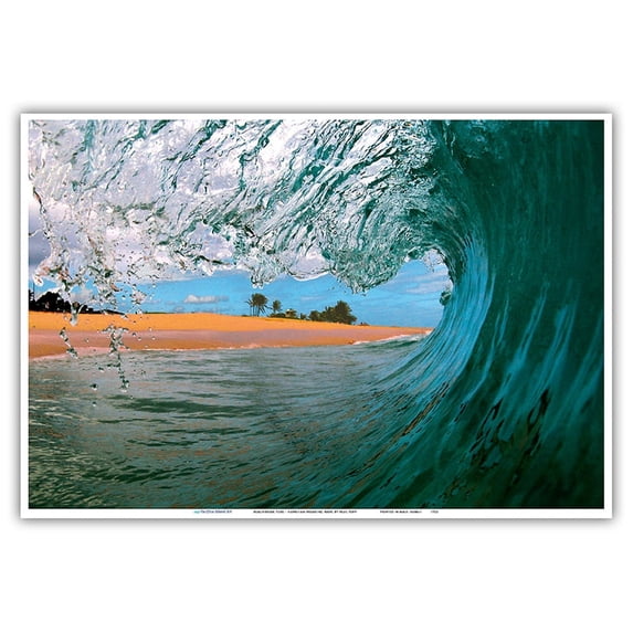 Beachbreak Tube - Hawaiian Breaking Wave - Hawaii - From an Original Color Photograph by Paul Topp - Master Art Print (Unframed) 13in x 19in