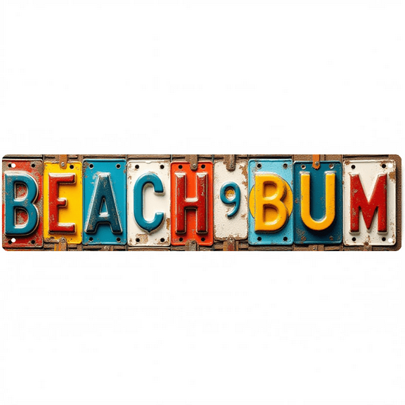 Beachbum Tin Sign - 16x4 Inches Beachy Decor for Wall, Ideal for Beach House, Patio, Bedroom | beach theme decor, beachy decor, outdoor sign