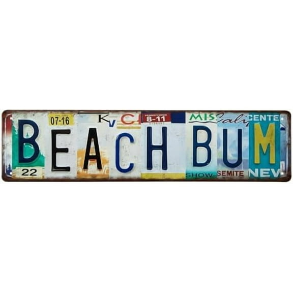 Beachbum Vintage Retro Metal Tin Sign Street Sign Home Beach Funny Man Cave Wall Decorations Art Decor 16 x 4 Inches