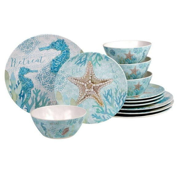 Beachcomber 12-Piece Seasonal Multicolored Bamboo Fiber Dinnerware Set (Service for 4)