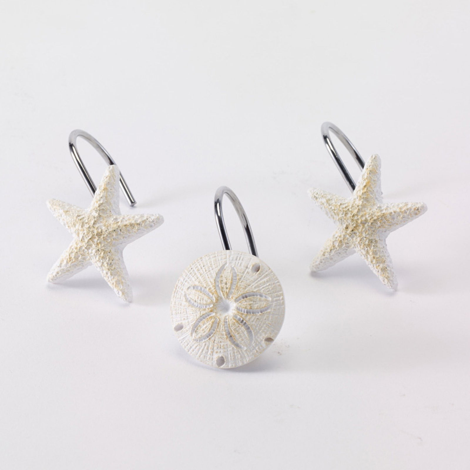 Beachcomber Ocean-Inspired Resin Shower Curtain Hooks Set