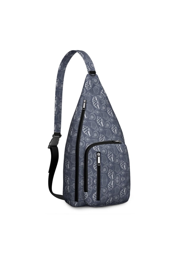 Beachcomber Sling Backpack - Spiral Seashell & Tropical Design Crossbody Bag, Lightweight Durable Pack with Layered Storage for Essentials