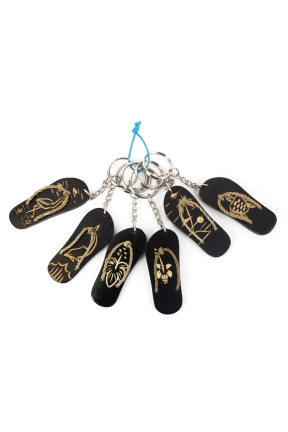 1.5" WOOD FLIPFLOP KEY CHAIN SET OF 12