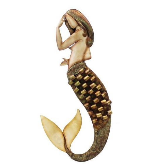 Beachcombers 21" Metal Capiz Mermaid Wall Plaque