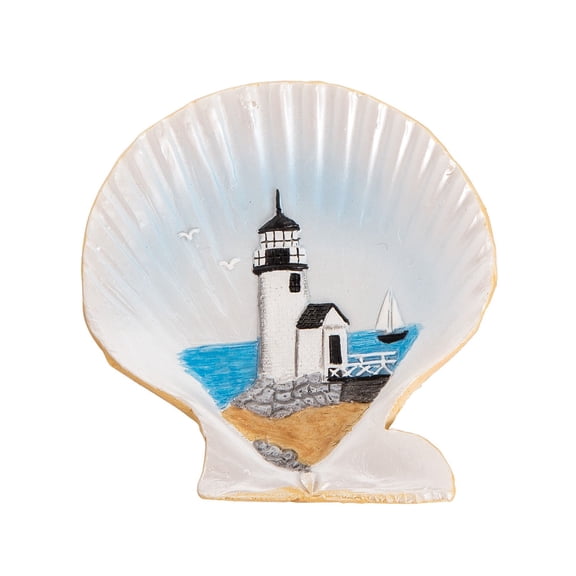 3.14" Resin Shell Red Lighthouse Dish