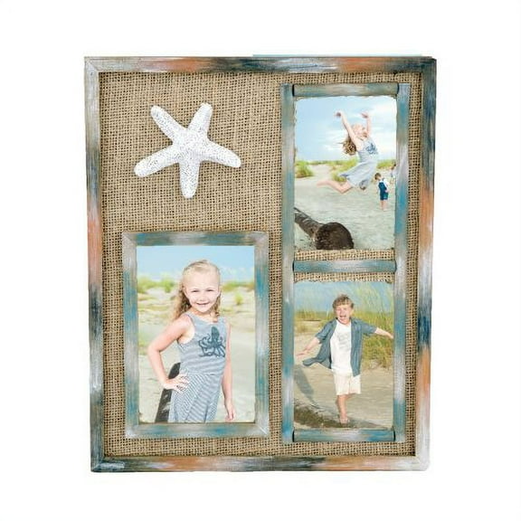 Beachcombers 3 Picture Collage frame with Burlap
