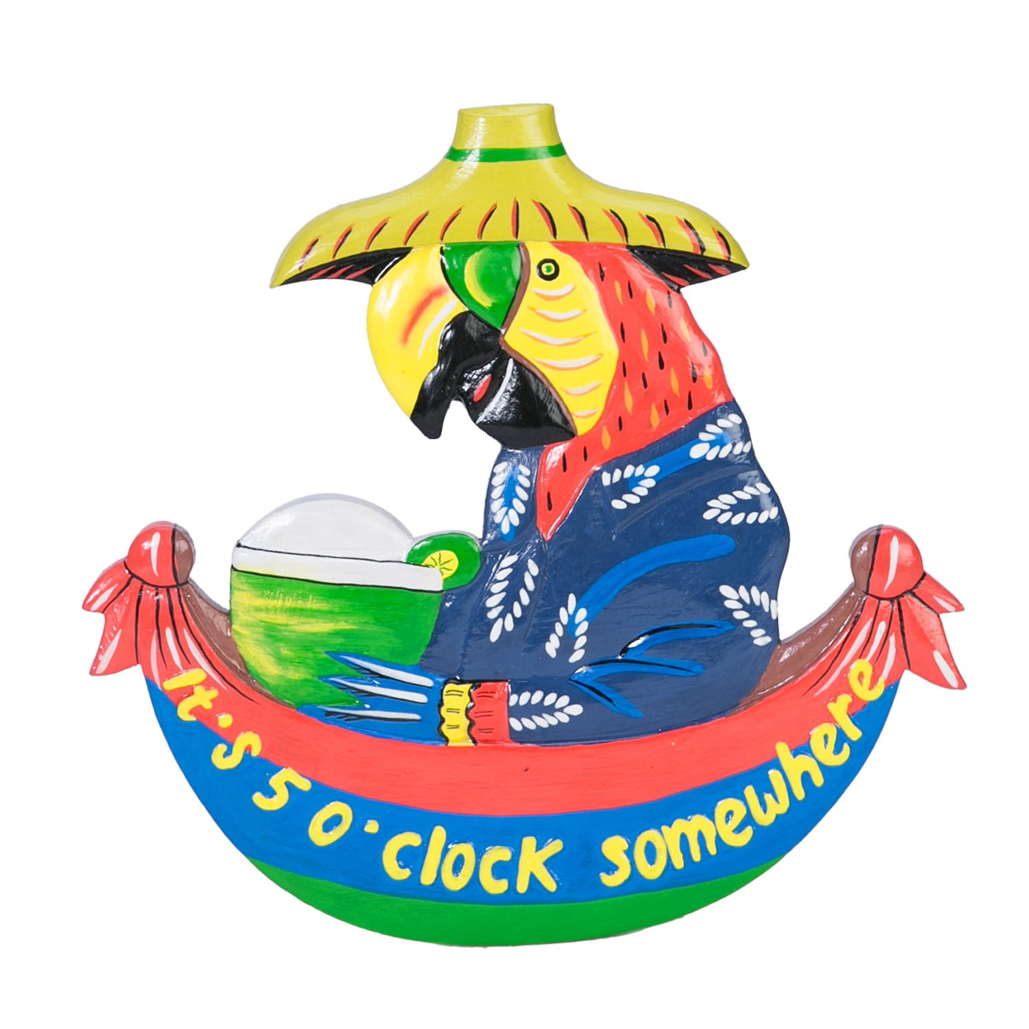 Colorful Wood Parrot Coastal Wall Plaque Decor