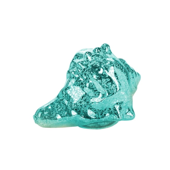 Beachcombers 7.25-inch Glass Teal Conch Shell with LED