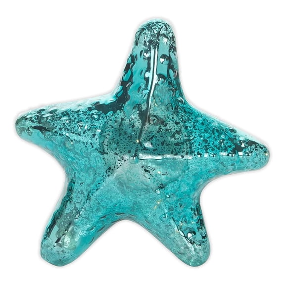 7.65" Glass Teal Starfish With Light-Up Led