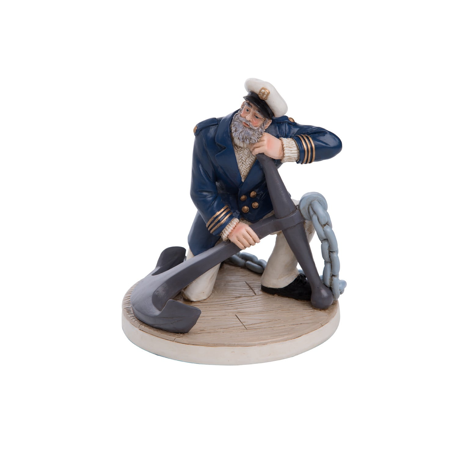 Nautical Blue Resin Captain Figurine with Anchor