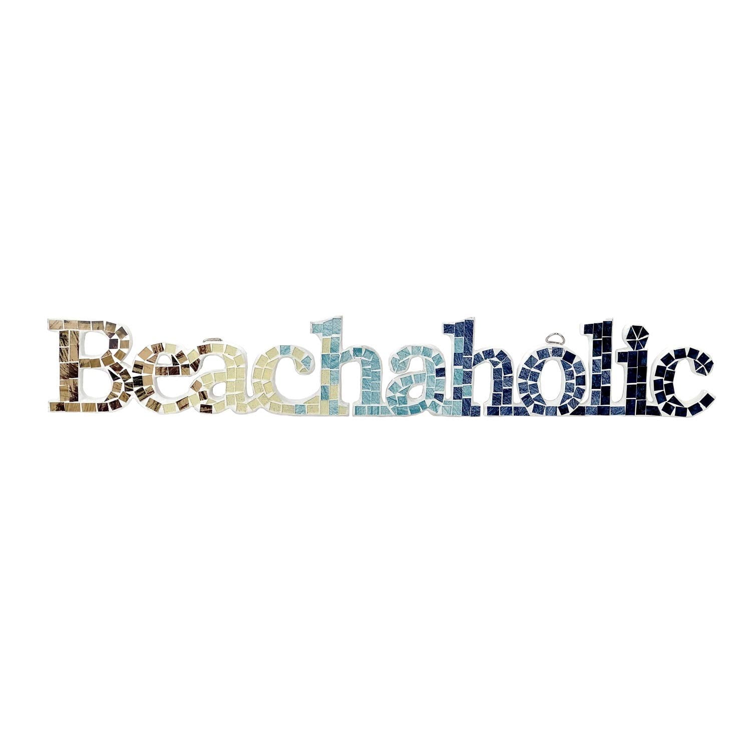Beachcombers B22170 Wood Mosaic Beachaholic Wall Plaque, 3.5-inch High