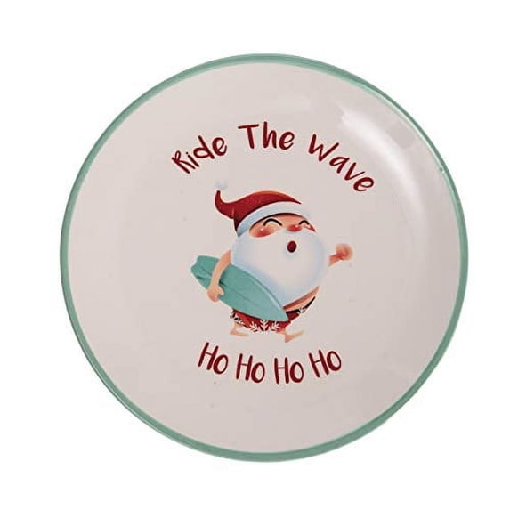 Beachcombers B22791 Ride the Wave Santa Plate, 8-inch Diameter