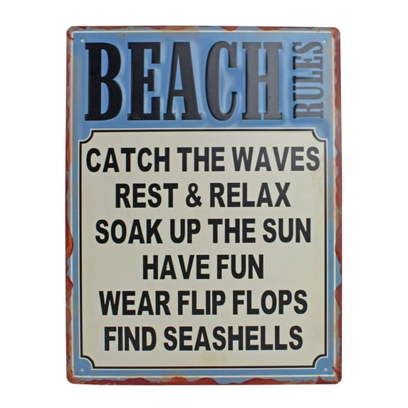 Beachcombers Beach Rules Iron Wall Plaque, 15.75"