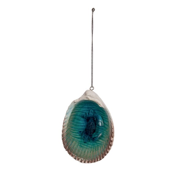Beachcombers Blue Crab in Seashell Tree Ornament Blue