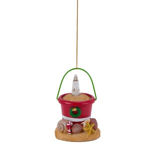 Beachcombers Bucket W/Lighthouse Ornament