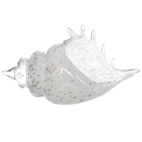 Beachcombers Clear Speckled Glass Conch, 10-inches Length, Home Decor Accessories