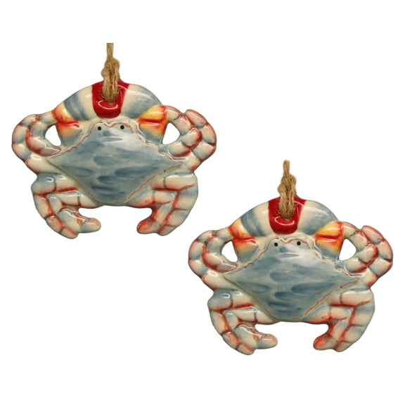 Beachcombers Coastal Maryland Blue Crab Ceramic Holiday Ornament Set of 2