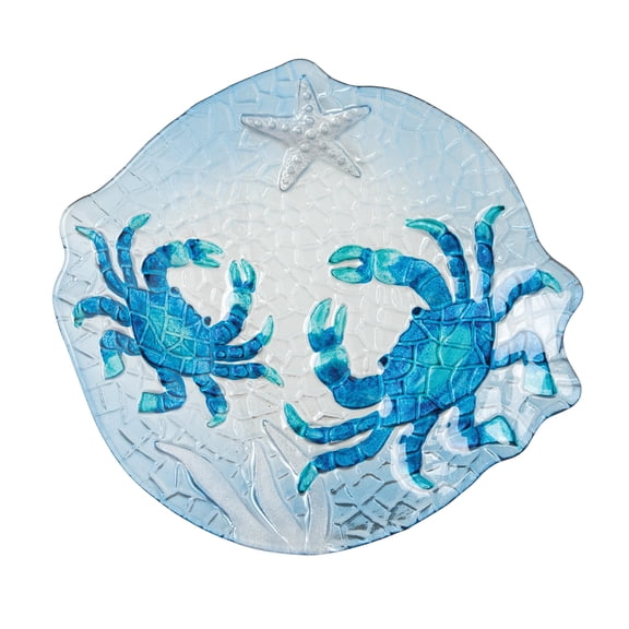 Beachcombers Crab Glass Plate, 11-inch Length, Kitchen Accessories
