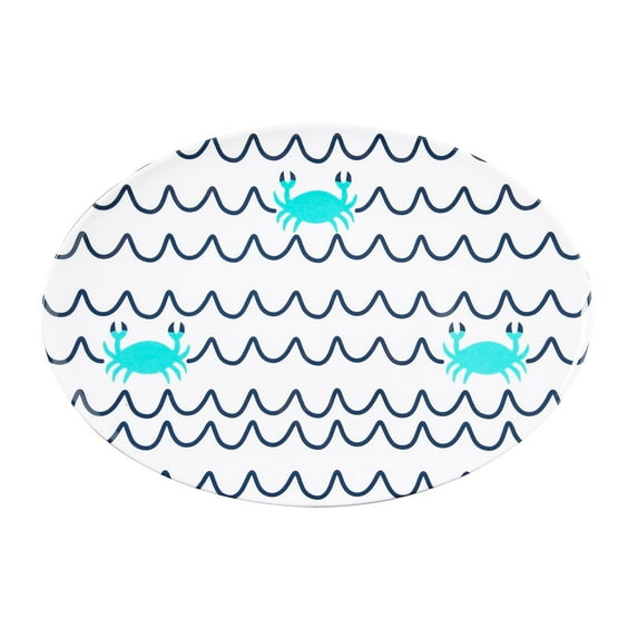 Beachcombers Crab Wave Melamine Platter, 15.94-inch Length, Kitchen Accessories