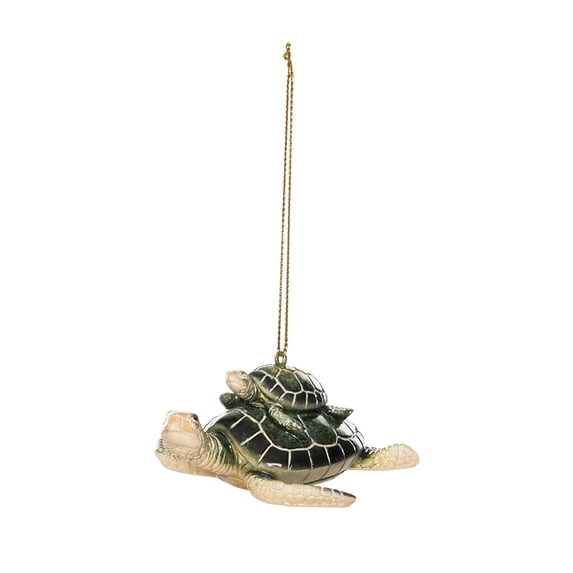 Beachcombers Green Mother Baby Turtle Ornament, 1.77-inches Height, Hanging Ornament