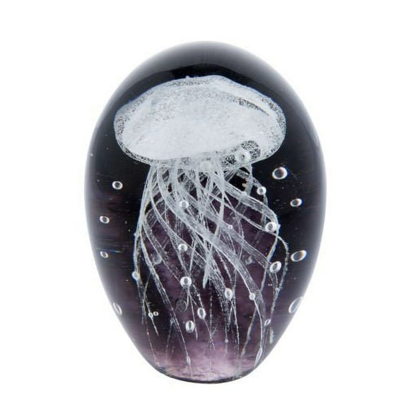 beachcombers coastal life Purple Glass Paperweight Jellyfish