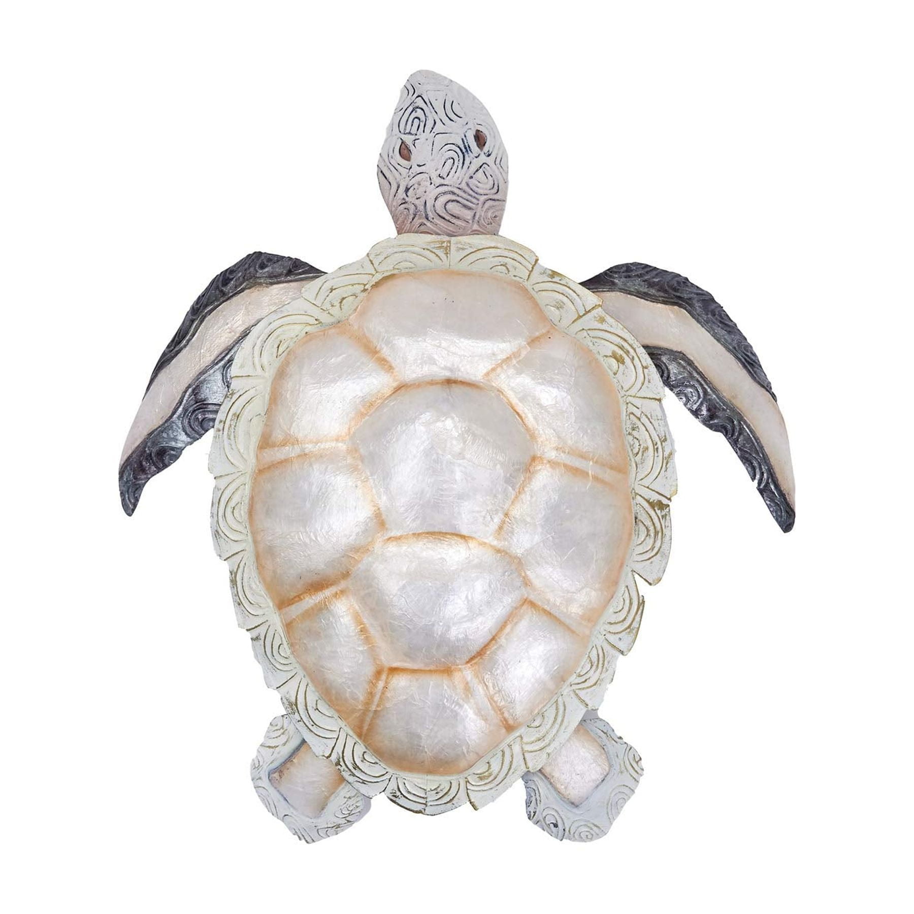 White and Gray Mixed Metal Capiz Turtle Wall Decor