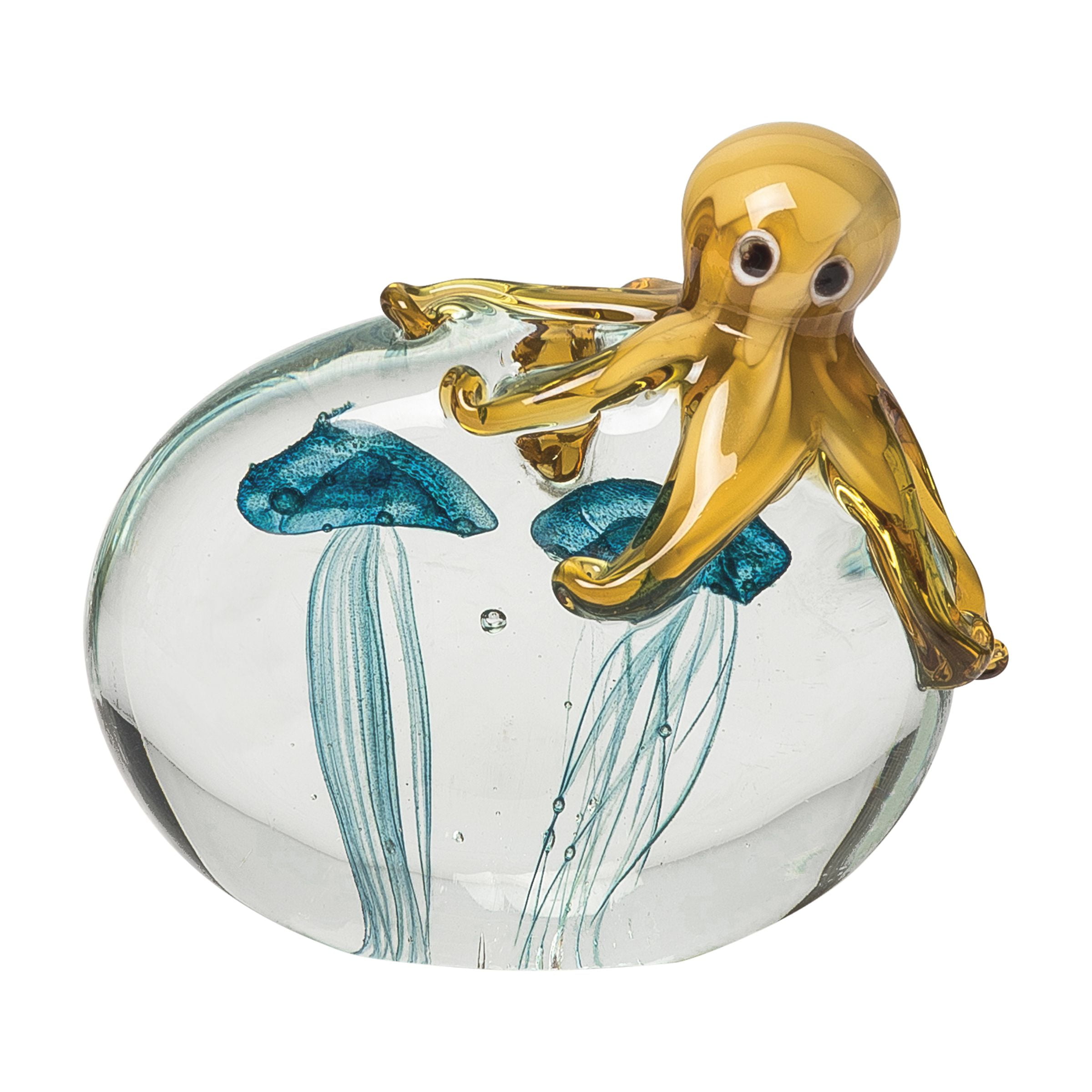 Multicolor Glass Octopus and Jellyfish Figurine, 4.33 inches