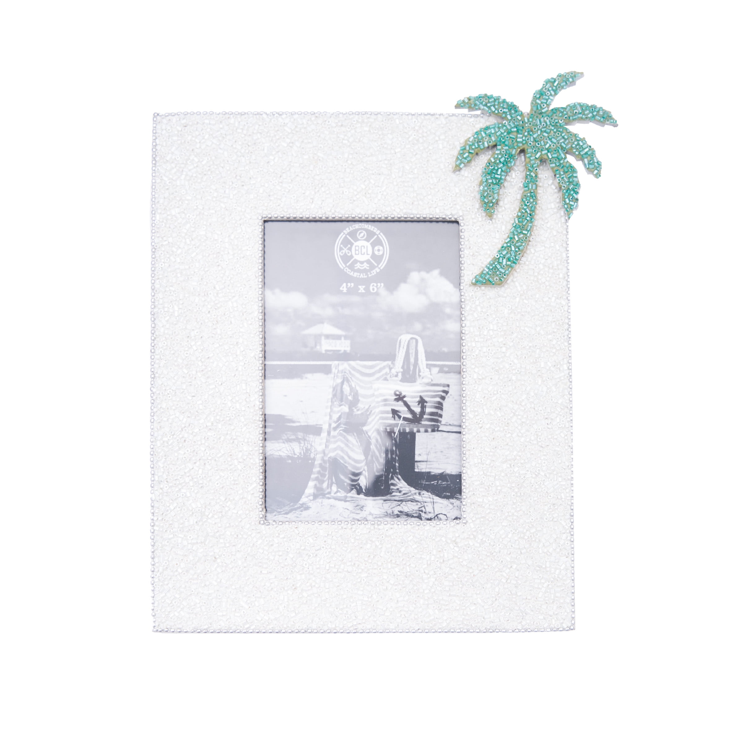 White Glitter Palm Tree Tabletop Photo Frame