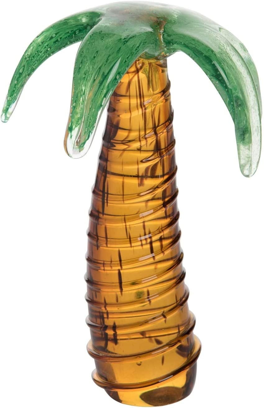 Tropical Palm Tree Glass Art Figurine, 11-inch