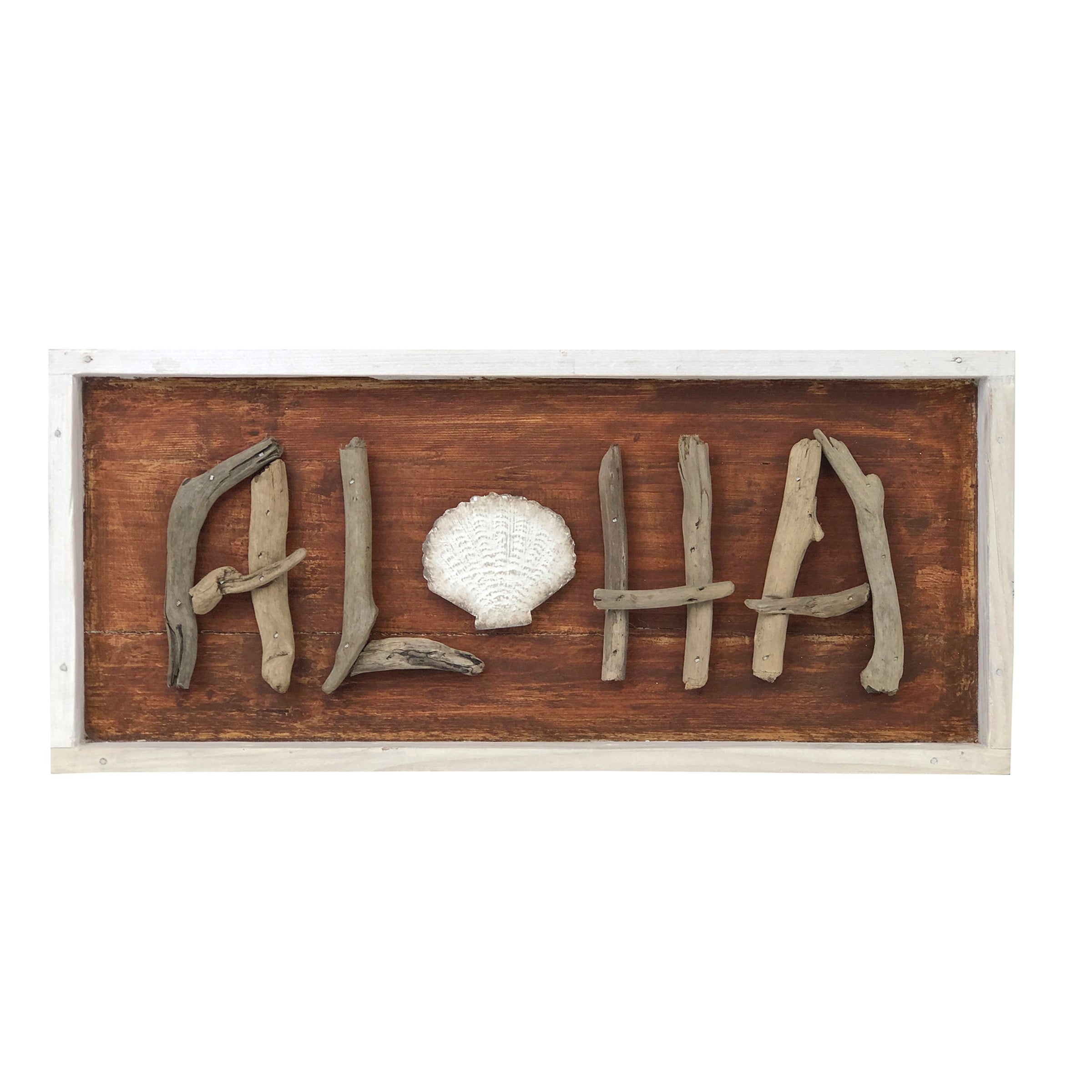 Beachcombers Reclaimed Wood and Metal Aloha Sign Wall Art