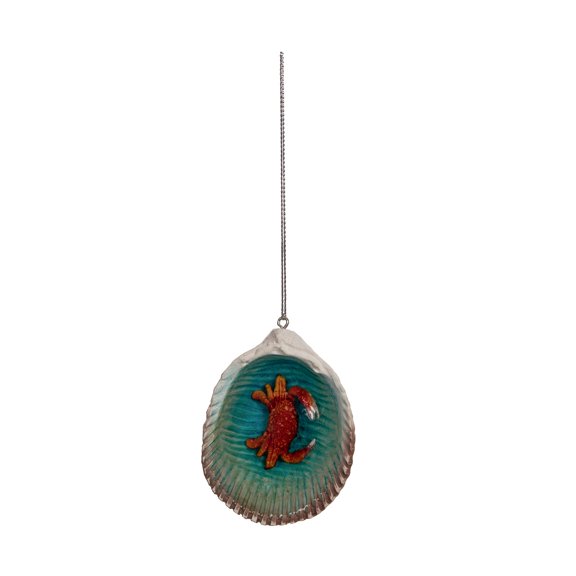 Beachcombers Red Crab in Seashell Tree Ornament Red