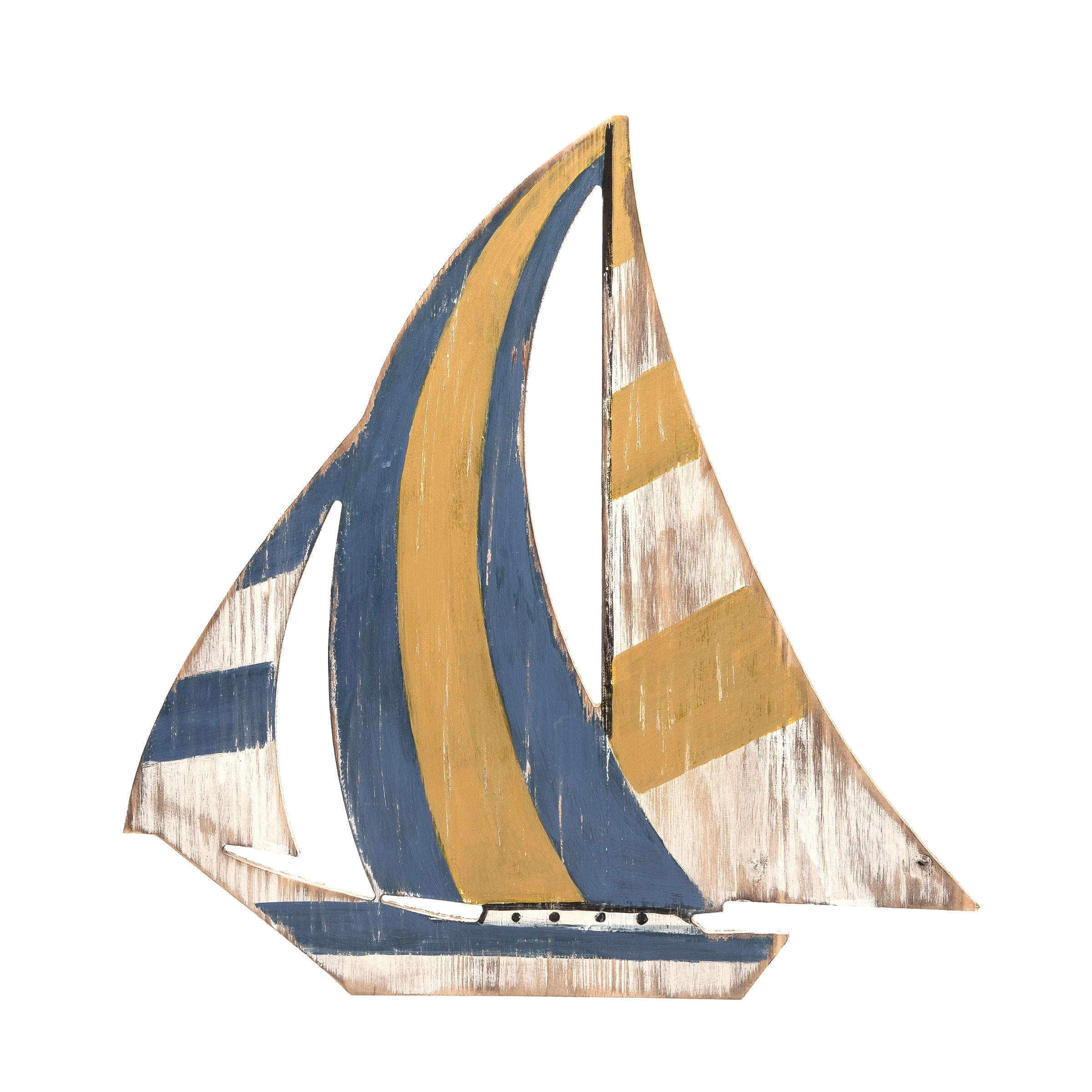 Beachcombers Blue and Yellow Fir Wood Nautical Wall Art