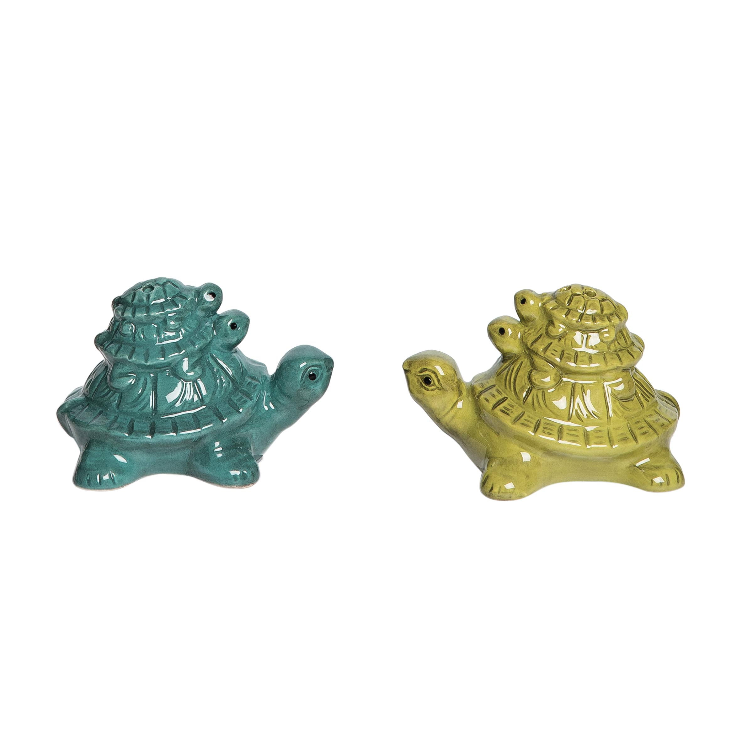 Multicolored Ceramic Turtle Salt and Pepper Shakers Set