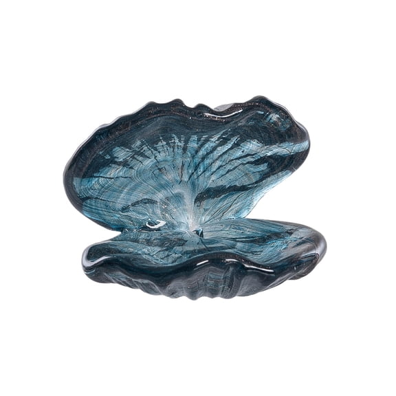 Beachcombers Swirl Glass Clam Shell Figurine, 4.1-Inch, Blue