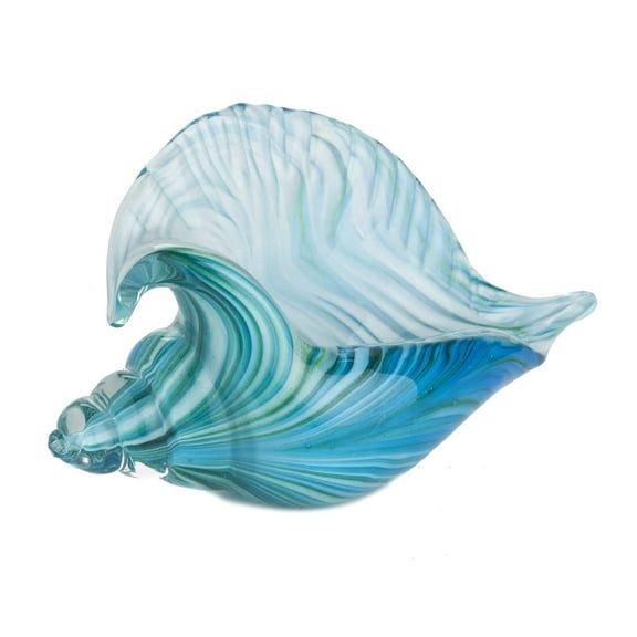 Beachcombers Teal Glass Conch Shell Home Decor