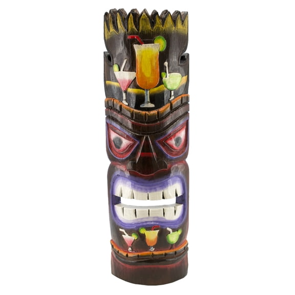 Beachcombers Tiki Mask With Drink Motif Multi