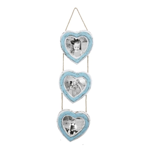 5x5 Heart Shaped 3-Section Distressed Wood Photo Picture Frames