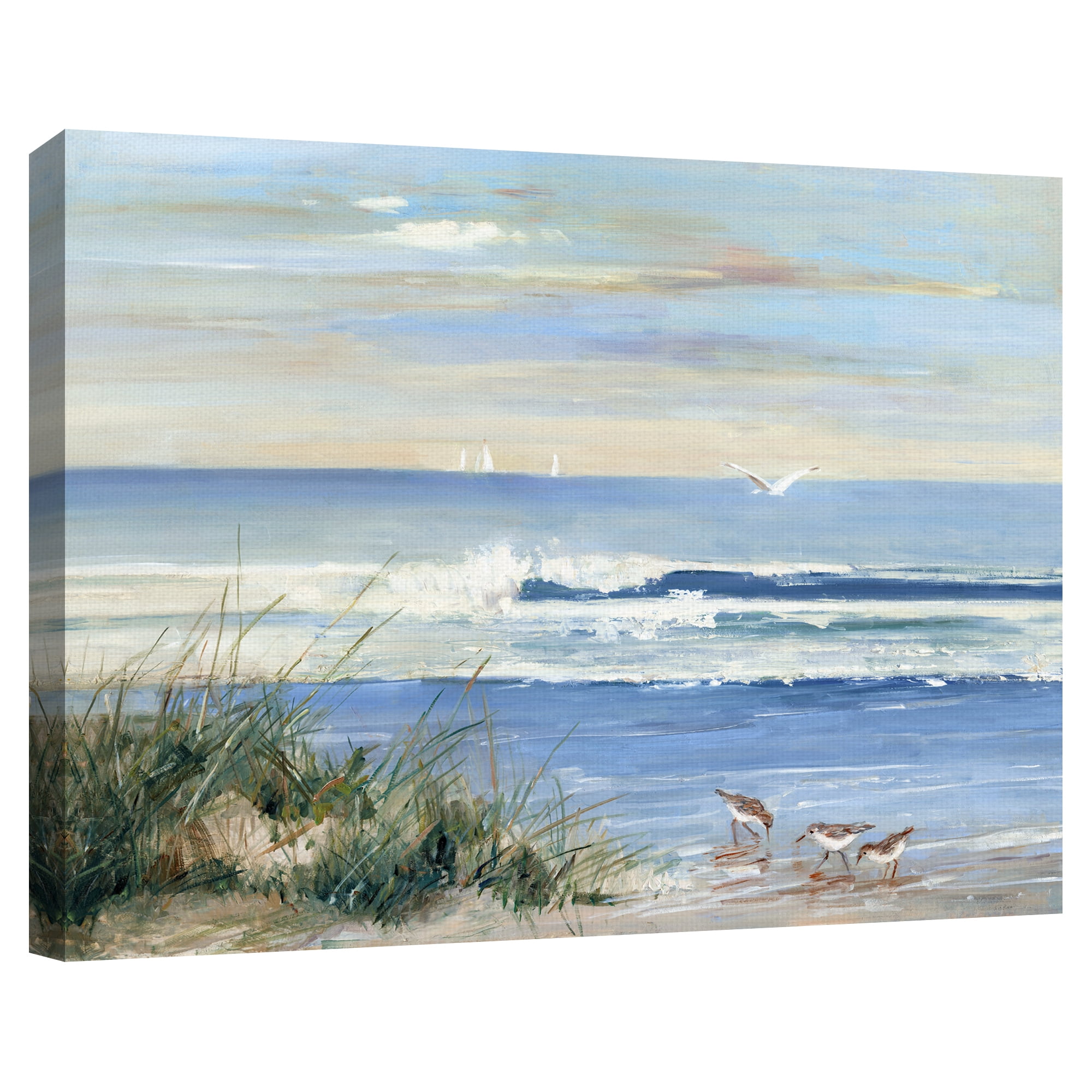 Beachcombers Coastal Scene Canvas Art Print for Kids