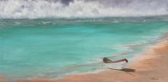 Beached Boat Canvas Art - Julie Peterson (24 x 48)