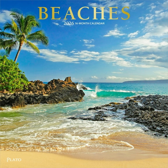 Beaches | 2026 12x24" (Hanging) Monthly Square Wall Calendar | Plato